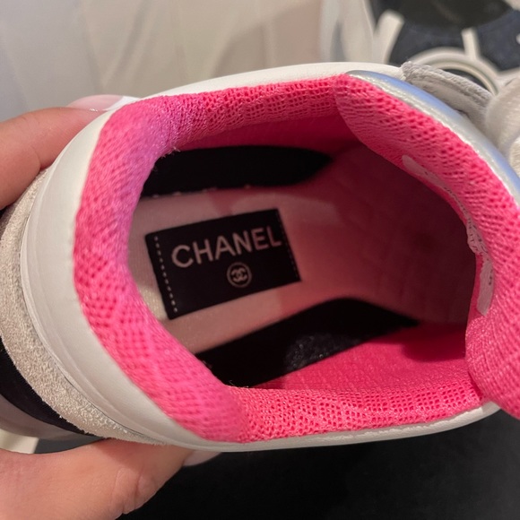 Chanel 18P Sneakers w/ Neon Pink lining - Picture 6 of 10